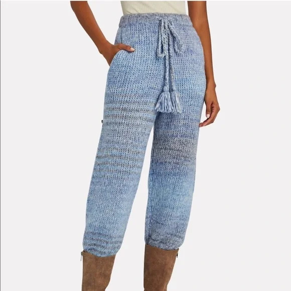 Loveshackfancy blue knit blossom pants NWT